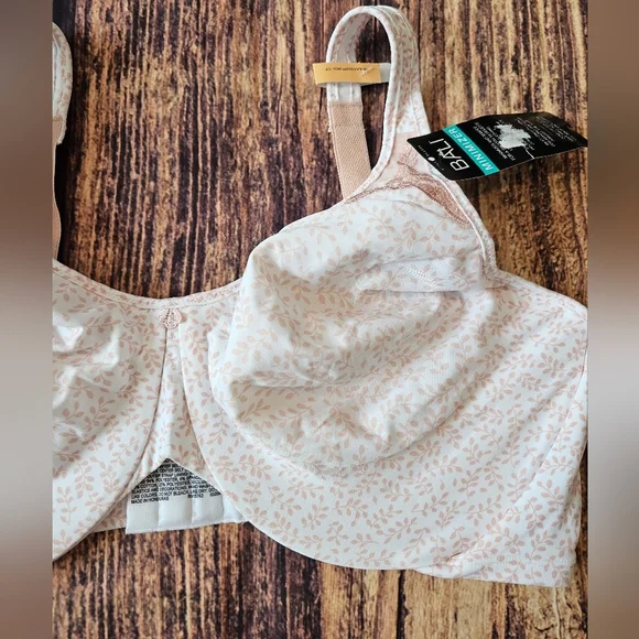 Bali •Size 42DD• Minimizer Underwire Pink Leaf Comfort Bra Brand New w/ Tags - Picture 3 of 9